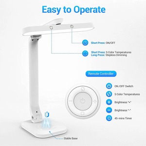 <b>LED</b> Folding Desk Lamp with Remote Control <b>Touch</b> Control Dimmable USB Rechargeable Eye Protection Office Lamp Reading Desk Lamp - Product Image 5