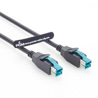 Câble de données USB mâle-mâle 12V avec connecteur surmoulé, câble USB PlusPower pour système POS, imprimante, lecteur de codes-barres, terminal