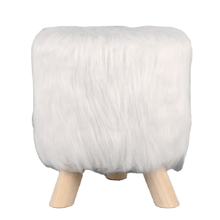 Домашний Декоративный гостиная мягкий неаллергенный длинная шуба из искусственного меха ткани круглый пуфик для гостиной из цельного дерева скамеечка для ног