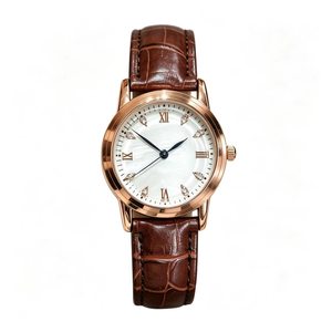 Reloj de cuarzo de estilo femenino con números romanos y correa de cuero con diseño de concha - diseño sencillo - Product Image 3