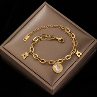 Vente en gros de bracelets chaîne gourmette en acier inoxydable pour femmes, style Hip Hop, motif ours en peluche, multi-couches, plaqué or, bijoux de créateur tendance pour le quotidien