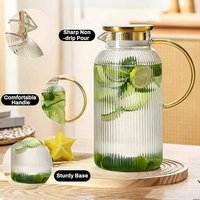 Carafe à eau en verre borosilicate de haute qualité 68oz/2L, résistante à la chaleur, avec couvercle passoire, sans BPA, grande capacité, pour boissons chaudes/froides