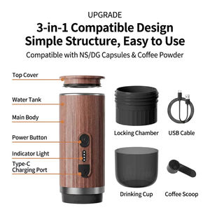Machine <span class=keywords><strong>à</strong></span> Café Expresso Électrique Portable Kingze sans Fil sur Batterie avec Logo Personnalisé pour Voiture et Usage Extérieur - Product Image 3