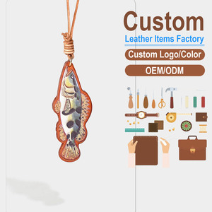 Colgante de cuero curtido vegetal engrosado con impresión UV, de piel de vacuno genuina de capa superior, para llavero o bolso - Product Image 1