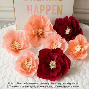 10 Buah Bunga Kertas 3D Buatan Tangan Gaya Romantis, Dekorasi Dinding, Latar Belakang Bunga, Pernikahan, Bridal Shower, Pesta Ulang Tahun - Product Image 2