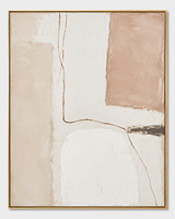 Peinture murale abstraite minimaliste de luxe, toile texturée beige, peinture à l'huile, géométrique moderne, taille personnalisée, cadre en bois fait main, hôtel