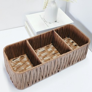 Hình chữ nhật thân thiện với môi hiện đại trang trí nội thất PP <span class=keywords><strong>wicker</strong></span> dệt nhựa phòng tắm thực phẩm lưu trữ giỏ - Product Image 3