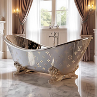 Baignoire de Luxe en Métal, Moderne et Minimaliste, en Acier Inoxydable, Finition Personnalisable pour Studio de Designer, Maison Écologique