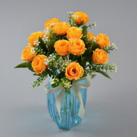 Bouquet de 7 roses artificielles en soie pour mariage, centre de table, arrangement floral, Rosa Luxemburg, fleurs en gros