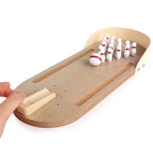 Premium Wood Home Office <b>Desk</b> Tabletop Toys Stress Relief Toy Wooden <b>Mini</b> Bowling Game - Product Image 5