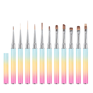 Pinceau à ongles <span class=keywords><strong>Faria</strong></span> bleu rose dégradé à long manche, pinceau à gel ombré, pinceau acrylique pour nail art, manche en métal, pinceau Kolinsky 3D pour ongles - Product Image 6