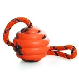 Non-Toxic durable rubber tug of rope ball Pet Training Ball Durable Rubber Dog Ball