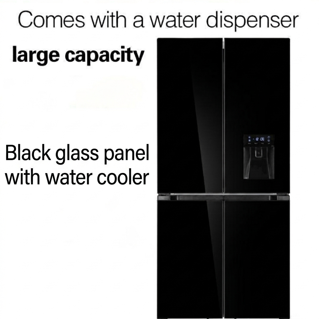 Panel de cristal negro con enfriador de agua.
