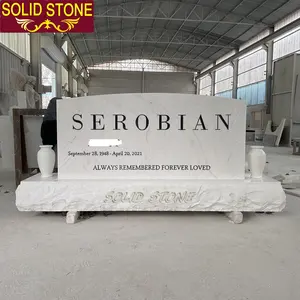 Factory Direct Supply Tombstone Customized Natural White Marble Headstone Tombstone