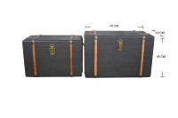 Ensemble de 2 coffres de rangement en bois de style vintage, boîtes décoratives recouvertes de tissu pour la maison, le bureau, les souvenirs, vente en gros