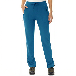 Pantalones azules con cordón para hombre y mujer, que absorben la humedad, con bolsillos con cremallera y cintura elástica para actividades al aire libre - Product Image 1