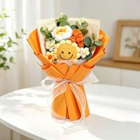 Buket Bunga Rajut Seri Valentine Lintas Negara, Mawar Rajut Buatan Tangan, Gerbera Rajut, Bunga Awet