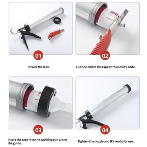 Pistolet à colle adhésive et mastic manuel en aluminium rouge de 600 ml pour bricolage et OEM, avec buses coniques - Product Image 6