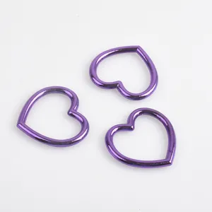 New Colors 35mm Pet Collar Heart Shape Ring Metal Handbag Belt Buckle