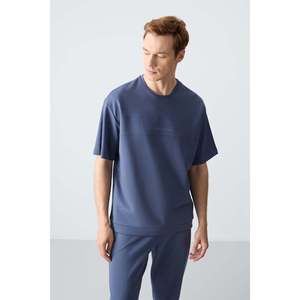 Ensemble de survêtement basique pour homme en coton épais et doux texturé, coupe oversize - 85261 - Huile/pétrole - Product Image 6
