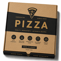 Boîtes à pizza sur mesure en carton ondulé avec revêtement UV, gaufrage, pelliculage mat et impression