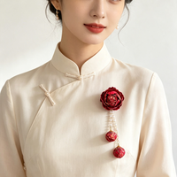 Bros Bunga Peony Brokat Song 2026 Gaya Retro Cina dengan Rumbai Mutiara untuk Pakaian Qipao Hanfu Wanita, Aksesoris Bros Grosir