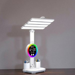 Lámpara de mesa <span class=keywords><strong>LED</strong></span> moderna para dormitorio con pantalla de reloj plegable y 2 portalápices batería CC recargable para sala de lectura - Product Image 5