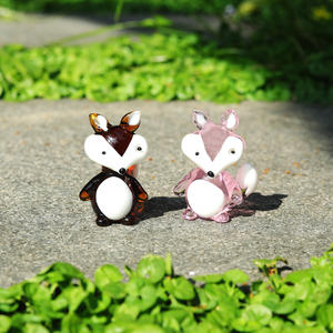 Juego de 2 piezas de figuras ecológicas de cristal pulido con forma de bola de zorro, decoración del hogar, estatuas de animales coleccionables, decoración de oficina - Product Image 4