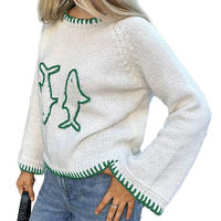 Haut en tricot jacquard confortable personnalisé haut de gamme de la boutique pull à rayures rétro Preppy pour femmes design décontracté pour le printemps