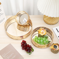 Plateaux en métal doré de luxe personnalisés de haute qualité 3 pièces décoration de table jetable pour les fêtes Ramadan Eid médaille plaquée mode