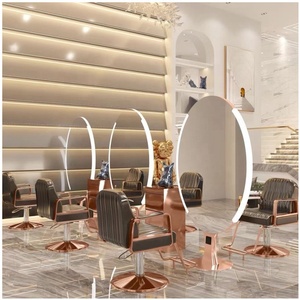 Moden Salon Mirror Hair Salon Station Round <span class=keywords><strong>Saloon</strong></span> Mirror Led Light ZY-MS093 - Product Image 5