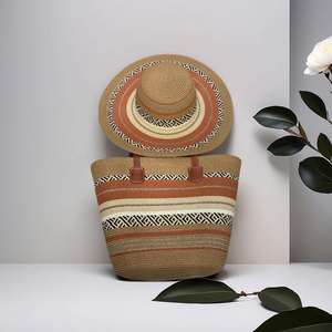Popular Bohemia Wide-Brim Straw Hat Summer Beach <b>Bag</b> 2 Pcs Set Outdoor Summer Single Shoulder Hand-Woven Tote <b>Bag</b> - Product Image 1