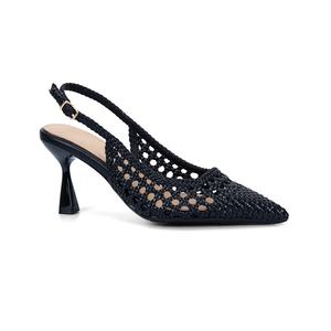 Scarpe basse estive alla moda da donna con tacco a punta con tacco sottile da donna di buona qualità in Mesh nero - Product Image 2