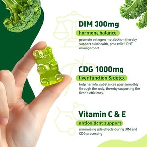 Gomitas DIM sin azúcar para hombres y mujeres, personalizadas por la fábrica, OEM/ODM, con biotina para el equilibrio hormonal. - Product Image 3