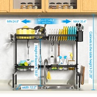 Organisateur d'articles ménagers à double niveau en acier inoxydable, égouttoir à vaisselle sur l'évier, support de séchage et de rangement pour la cuisine