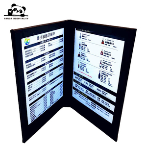 Menu de restaurant lumineux à LED avec cuir PU imperméable, 2 pages, design moderne, charge de type C, tailles personnalisées - Product Image 1