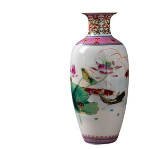 Jingdezhen Vase en céramique de table Art déco Nouvelle Famille Rose chinoise pour la maison Salon Porche Meuble TV Arrangement de fleurs - Product Image 5