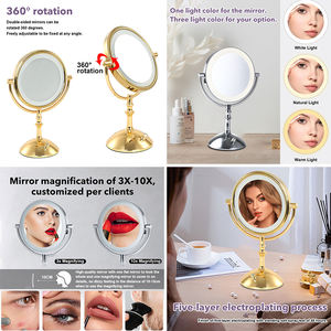 Espejo de maquillaje de belleza de escritorio inalámbrico ON/OFF Touch Reaction Espejo de maquillaje de 8 pulgadas de doble cara - Product Image 2