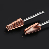 Nouvelles fraises à ongles en carbure de tungstène or rose 3/32'' à coupe croisée conique, grossières moyennes, personnalisées en gros pour usine