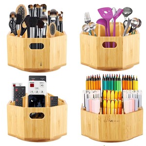 Rotatable Wooden Storage <b>Box</b> With Partitions 4 In 1 For <b>Makeup</b> Kitchen Office Stationery Organizers - Product Image 1