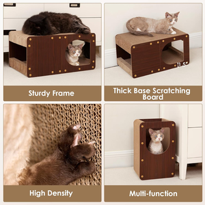 Griffoir pour chat en carton personnalisé, griffoir en carton ondulé pour chats d'intérieur, tapis de griffage pour chaton, brun foncé - Product Image 3