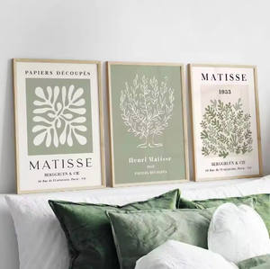 Arte Mural de Flores de Primavera en Verde Salvia Estilo Boho, Pintura en Lienzo de Plantas <span class=keywords><strong>Matisse</strong></span>, Póster Impreso para Decoración de Sala de Estar - Product Image 1