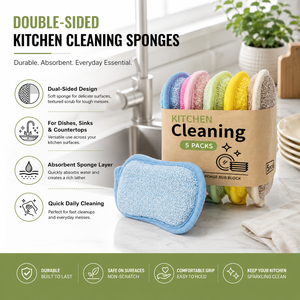 Éponge de nettoyage en microfibre absorbante à double face pour la cuisine domestique, réutilisable, marque privée - Product Image 5