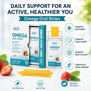 Strisce Orali Dissolubili OKTW DHA EPA Omega-3, Comode per l'Uso Quotidiano, Nutrizione Omega per Adulti, Gusto Menta e Fragola, Disponibili - Product Image 2