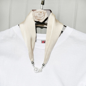 2025 collier de foulard en soie à fermoir magnétique <span class=keywords><strong>pour</strong></span> femmes-Design de <span class=keywords><strong>perles</strong></span> à longue bande, accessoire de chemise de luxe, cadeau parfait <span class=keywords><strong>pour</strong></span> elle - Product Image 5