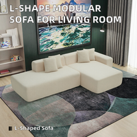 Canapé modulaire en forme de L Furnistyle ZP-33 en tissu velours, rembourrage en mousse, emballé sous vide, sans accoudoirs, dossier rembourré, garantie de 3 ans