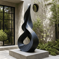 Sculpture moderne en acier inoxydable noir pour hall d'hôtel, cour, place publique et projets de paysagisme commercial