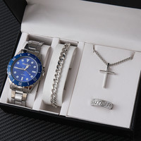 Montre Quartz Rétro Homme, Parure Bijoux Collier et Bracelet, Style Hip Hop Tendance, Montre pour Hommes