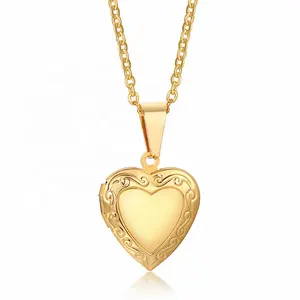 MECYLIFE Fashion Women Memorial Jewelry Album Locket Pendant Zircon Stainless Steel Heart Floating Locket