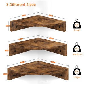Wall Mounted Solid Wood <b>Corner</b> Shelf <b>Unit</b> 5 Tier Polygon Multipurpose <b>Storage</b> Rack For Kitchen Bedroom Living Room - Product Image 3